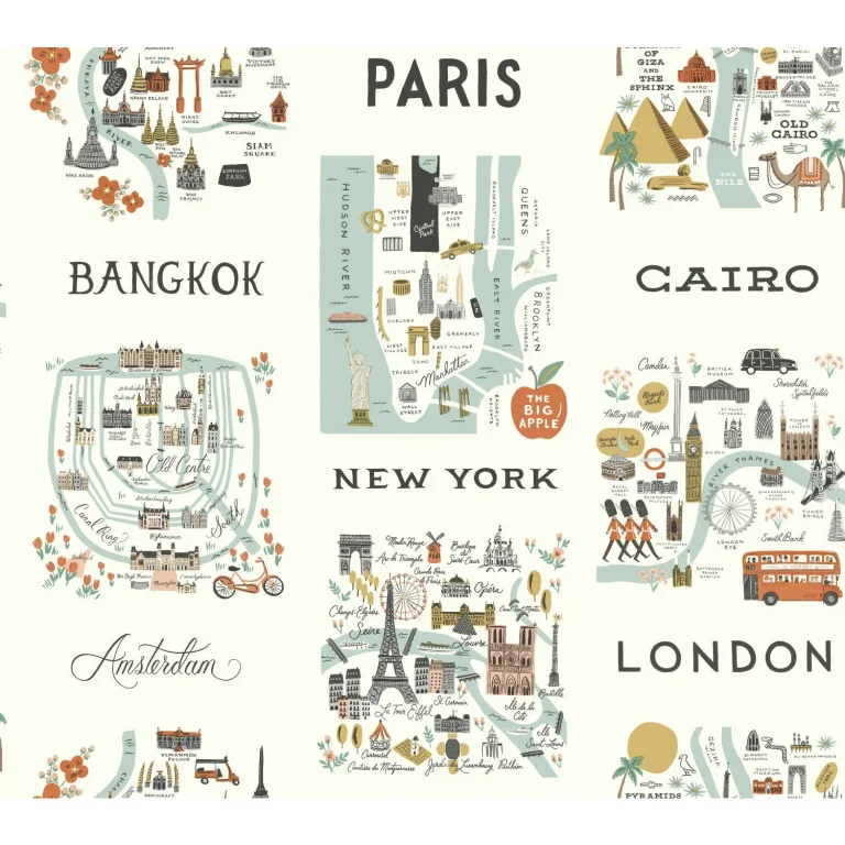 Rifle Paper Co. City Maps Wallpaper - Mint — Ảnh 5