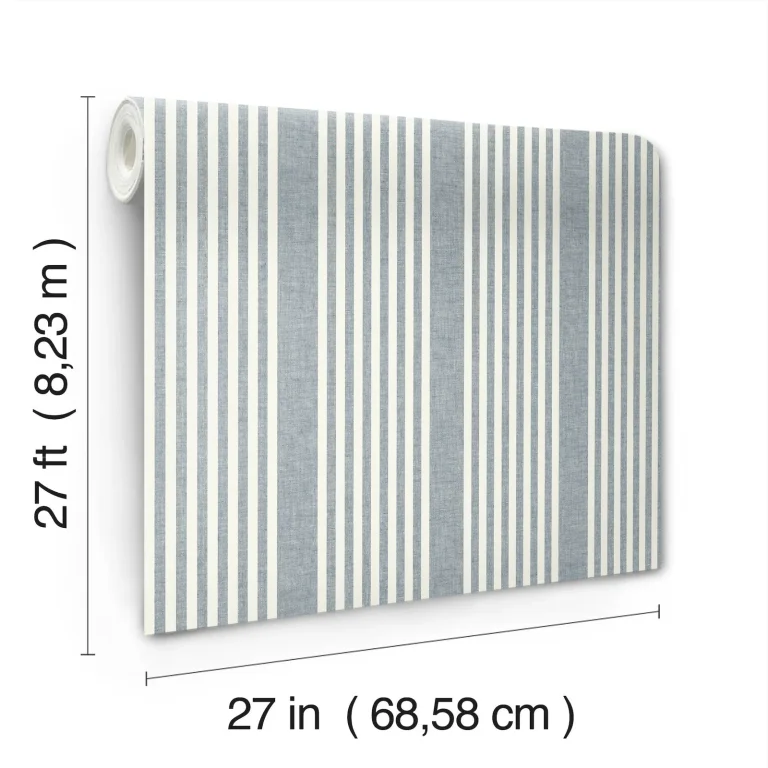 Magnolia Home French Linen Stripe Wallpaper - Navy — Image 3