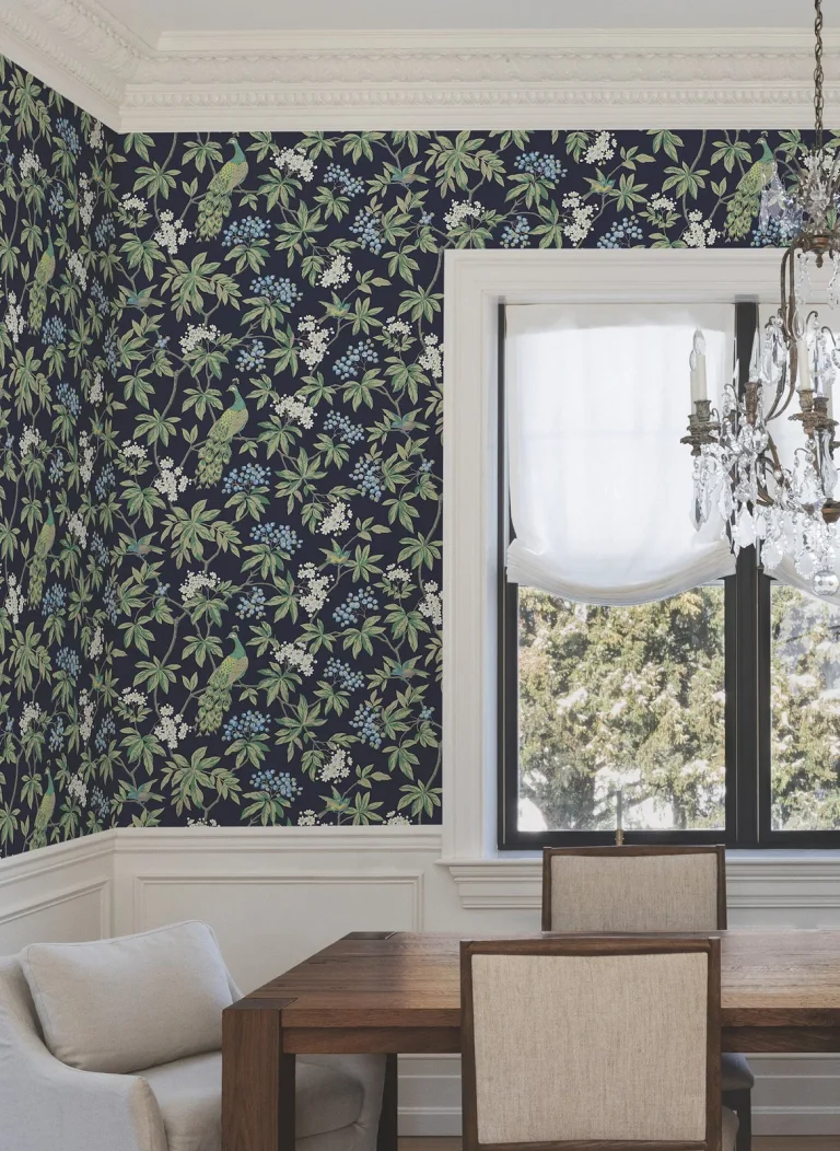 Ronald Redding Peacock Estate Wallpaper - Navy — Image 5
