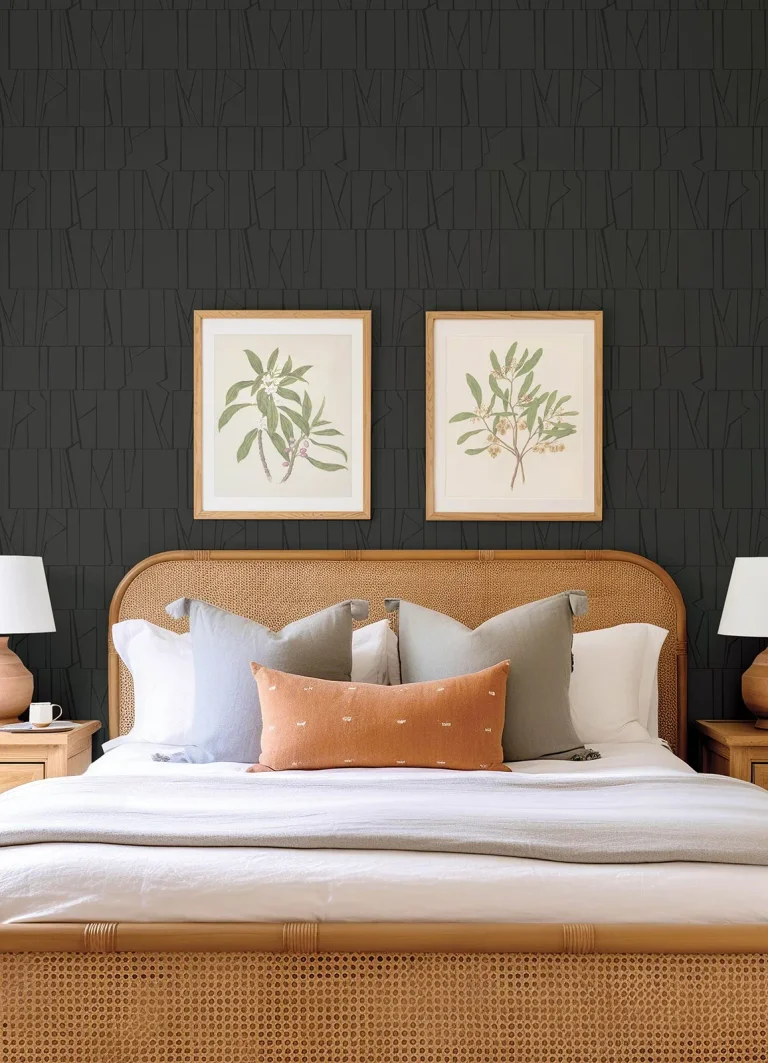Huntington Geometric Stripe Wallpaper - Charcoal — Ảnh 7