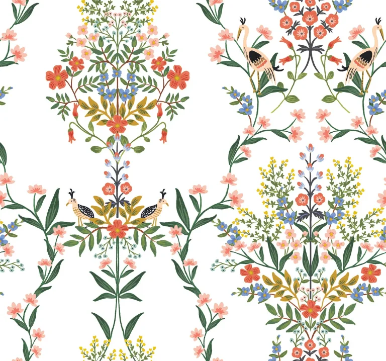Rifle Paper Co. Luxembourg Peel and Stick Wallpaper - White Multi — Ảnh 5