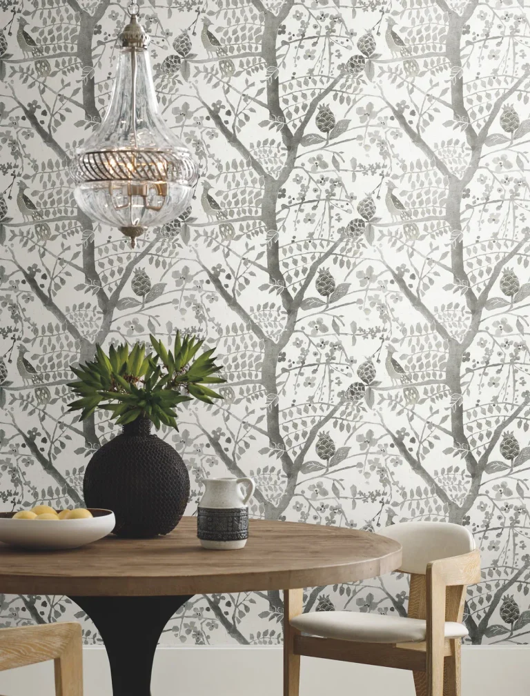Peacock Block Print Wallpaper - Charcoal — Ảnh 3
