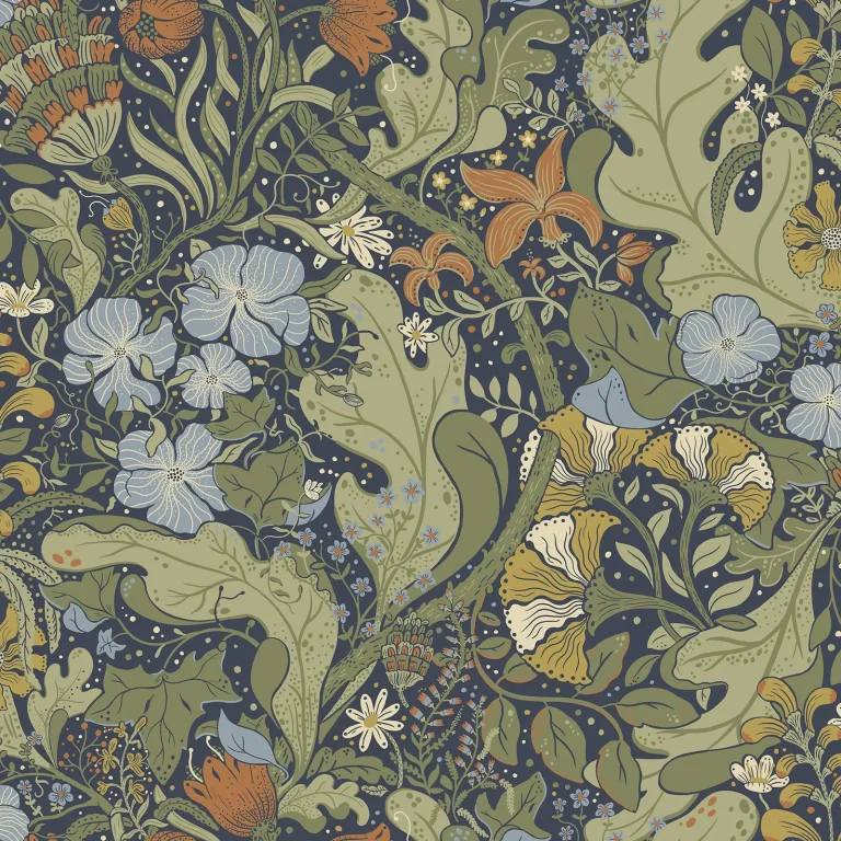 Elise Nouveau Gardens Wallpaper - Indigo — Image 3