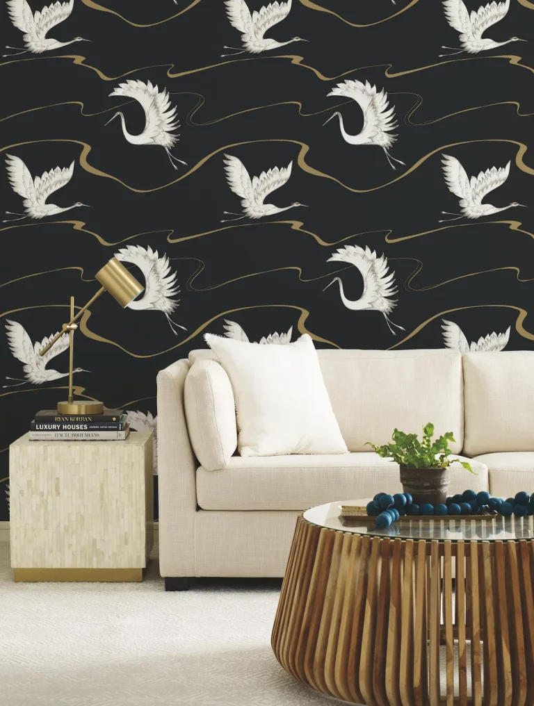Soaring Cranes Wallpaper - Black/Gold — Ảnh 4