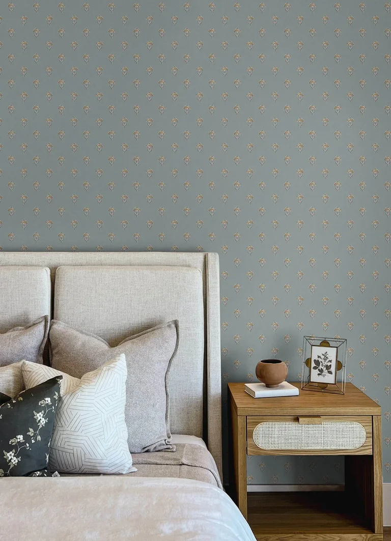 Chesapeake Surdiva Floral Fan Wallpaper - Denim — Image 3