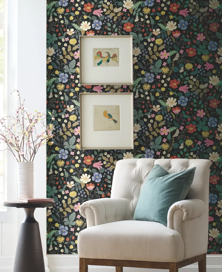 Rifle Paper Co. Strawberry Fields Wallpaper - Black — Image 3