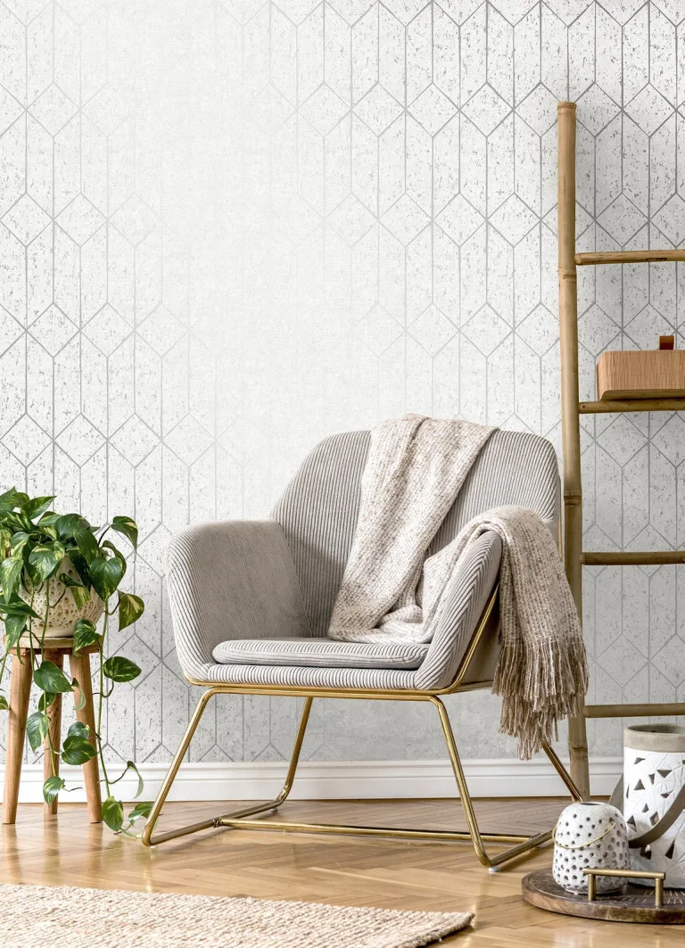 Hayden Concrete Trellis Wallpaper - White