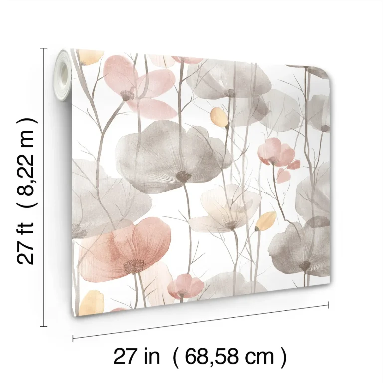 Ronald Redding Cotswolds Poppies Floral Wallpaper - Pastel — Ảnh 5
