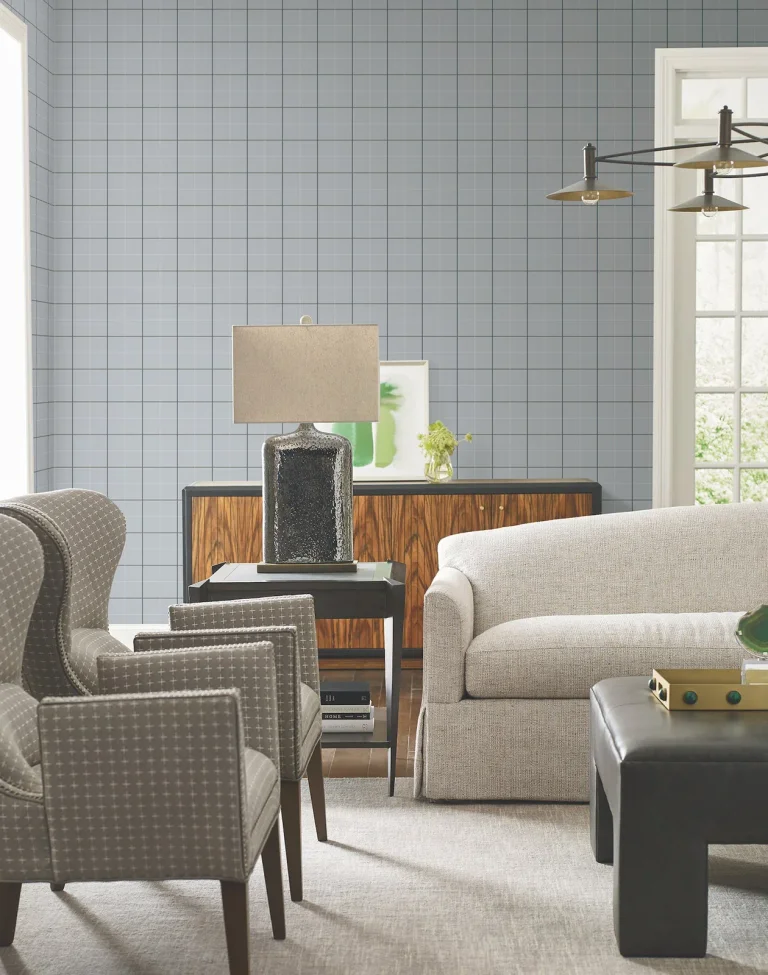 Ronald Redding Tattersall Plaid Wallpaper - Blue — Ảnh 4
