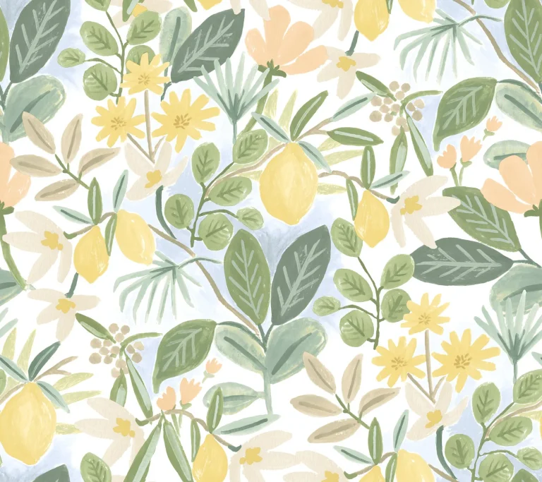 Rifle Paper Co. Amalfi Peel and Stick Wallpaper - Blush and Green — Ảnh 5