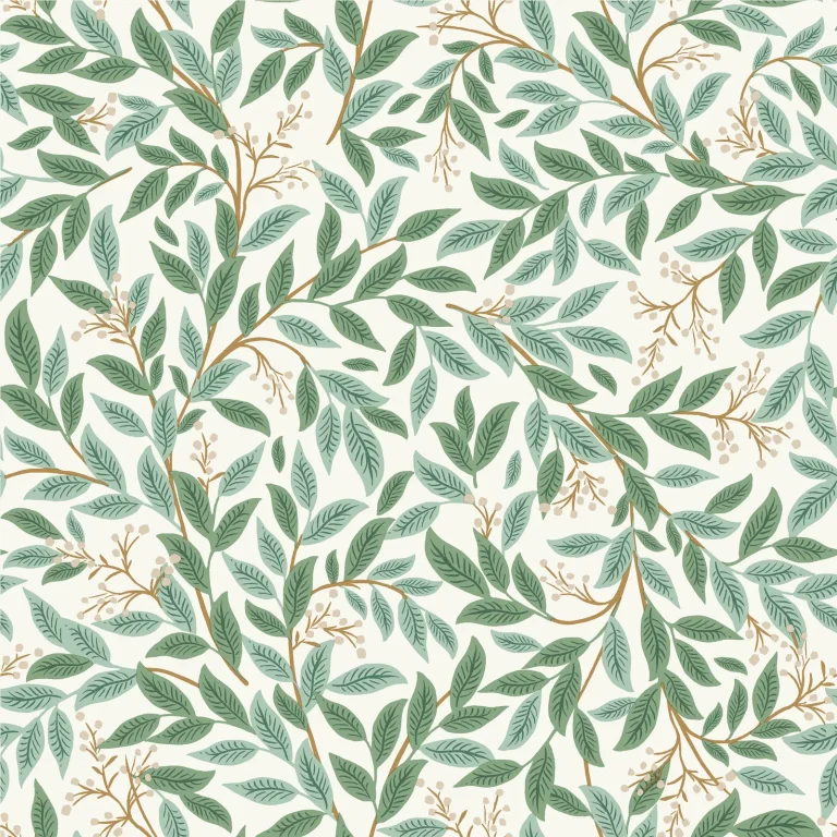 Rifle Paper Co. Willowberry Wallpaper - Emerald & White — Ảnh 5