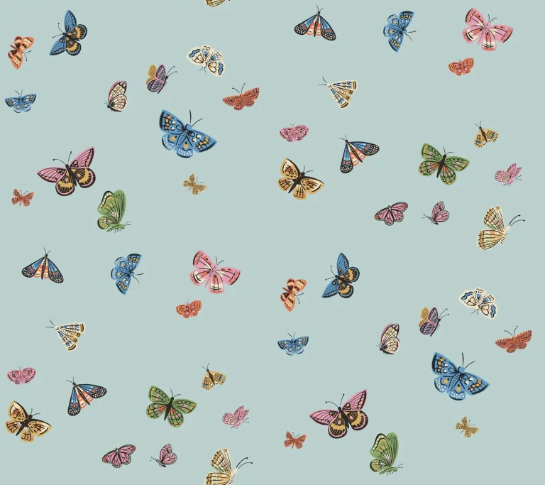 Rifle Paper Co. Butterfly House Peel and Stick Wallpaper - Light Blue — Ảnh 5