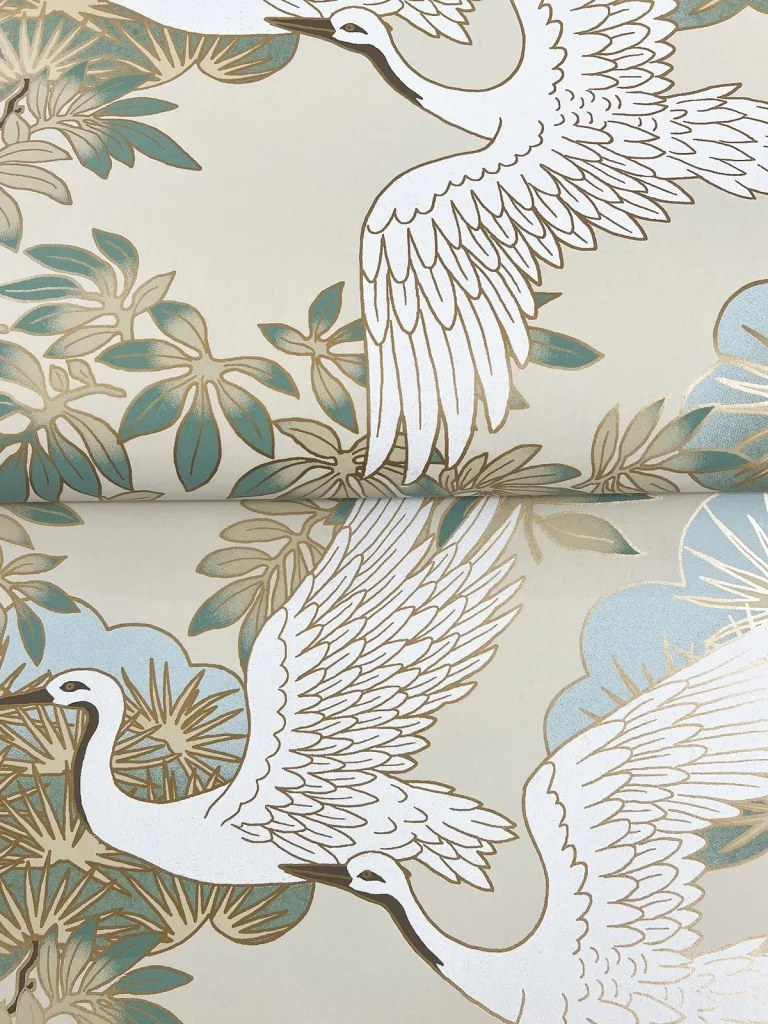 Ronald Redding Sprig & Heron Wallpaper - Beige — Ảnh 4