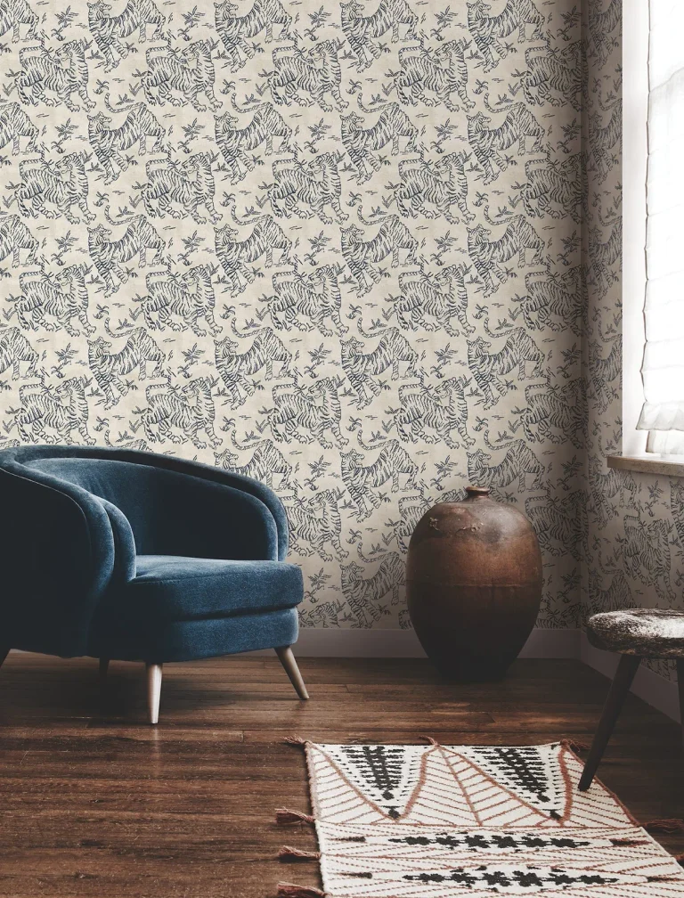 Orly Tigers Wallpaper - Ecru/Indigo — Ảnh 5