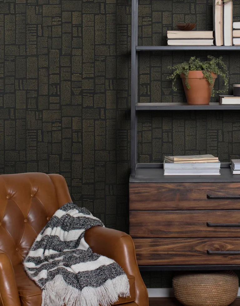 Magnolia Home Crafted Editorial Wallpaper - Black/Metallic Gold — Ảnh 6