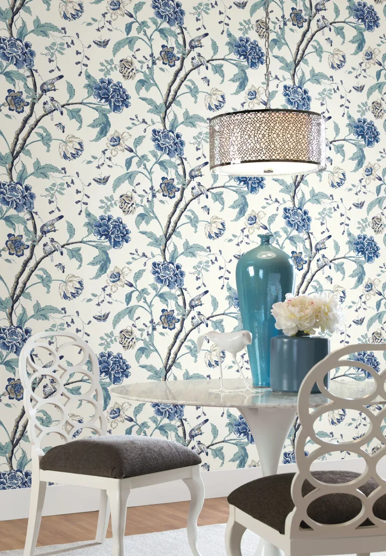 Teahouse Floral Wallpaper - Blue/White