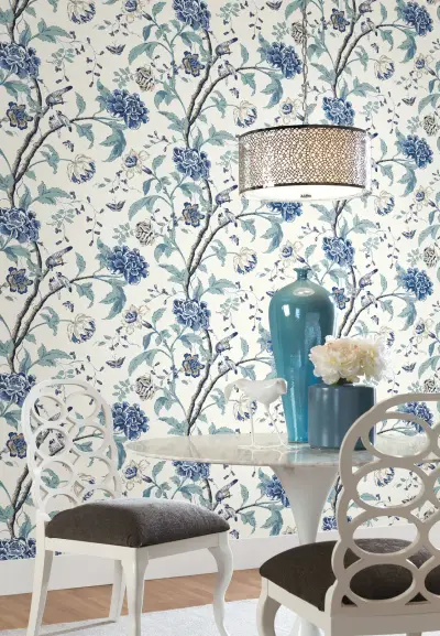 Teahouse Floral Wallpaper - Blue/White
