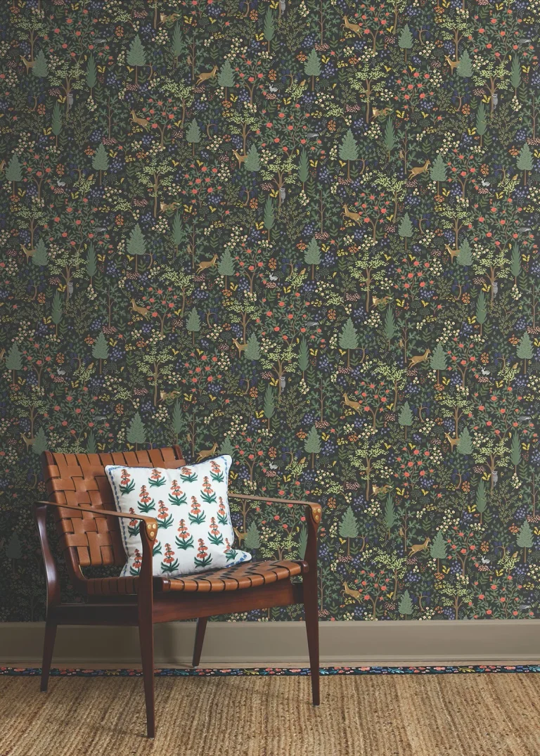 Rifle Paper Co. Woodland Peel and Stick Wallpaper - Black — Ảnh 4