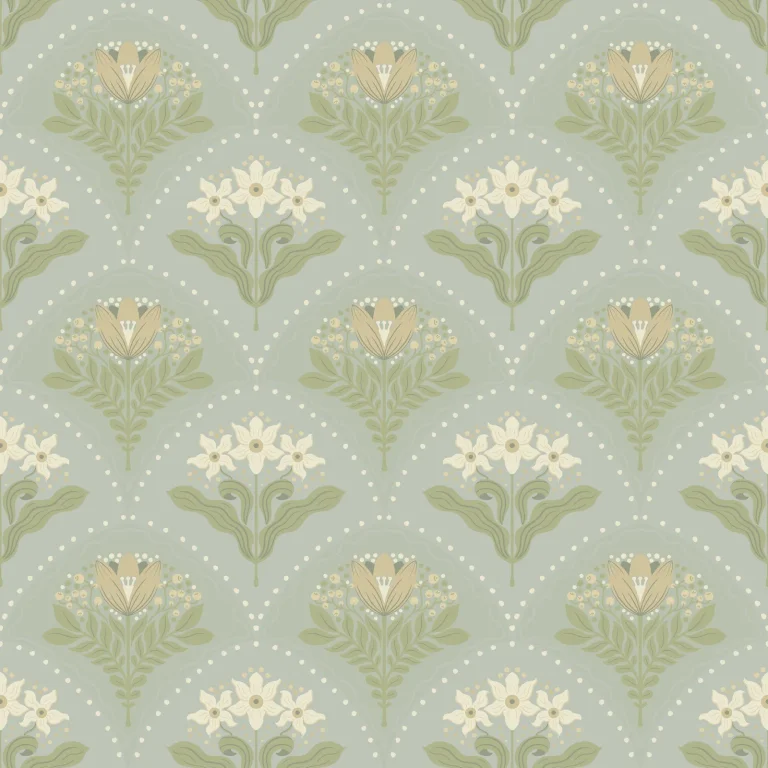 Maj Floral Damask Wallpaper - Sky Blue — Ảnh 3