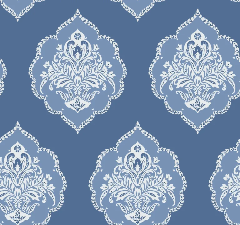 Signet Medallion Damask Wallpaper - Cobalt — Ảnh 4