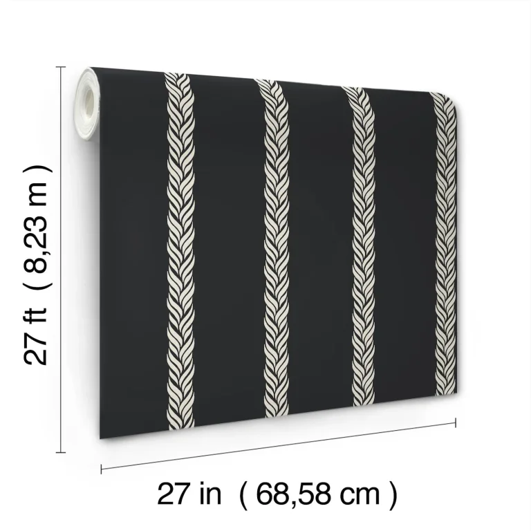 Ronald Redding Braided Stripe Wallpaper - Black — Ảnh 4