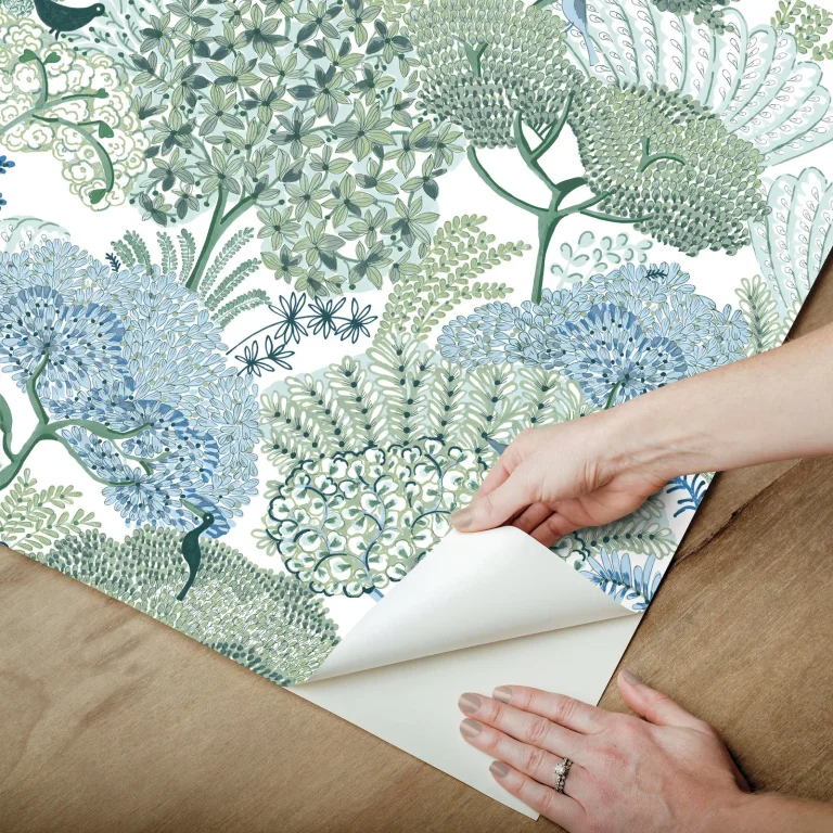 Everbloom Forest Botanical Peel and Stick Wallpaper - Forest Green — Ảnh 2