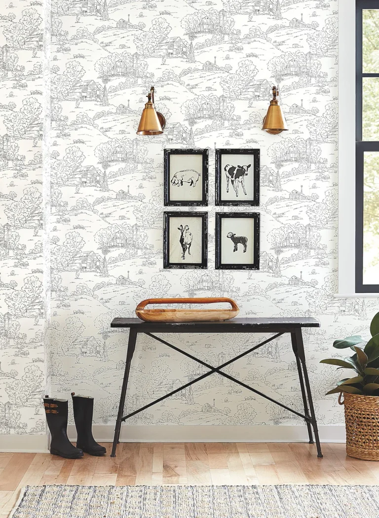 Pasture Toile Wallpaper - Black/White — Ảnh 4