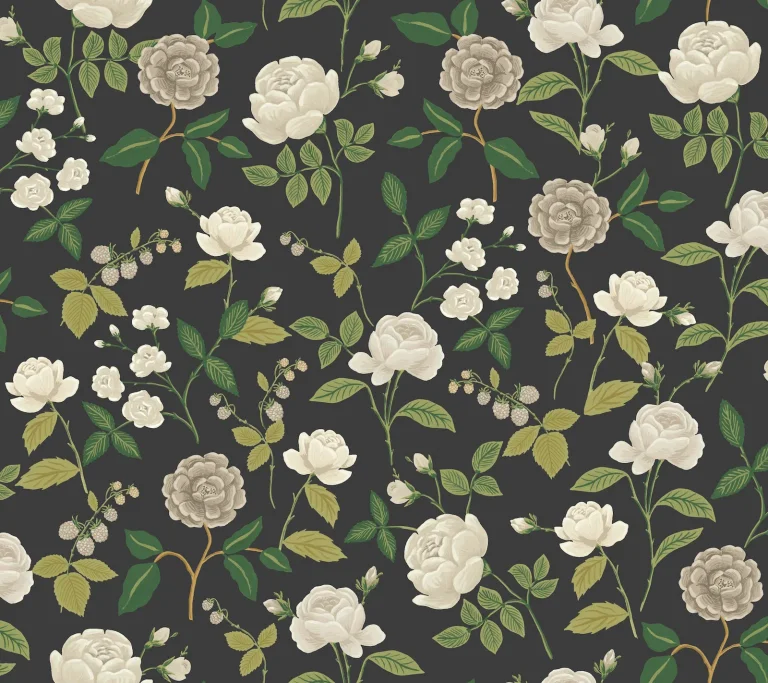 Rifle Paper Co. Roses Wallpaper - Black — Ảnh 3