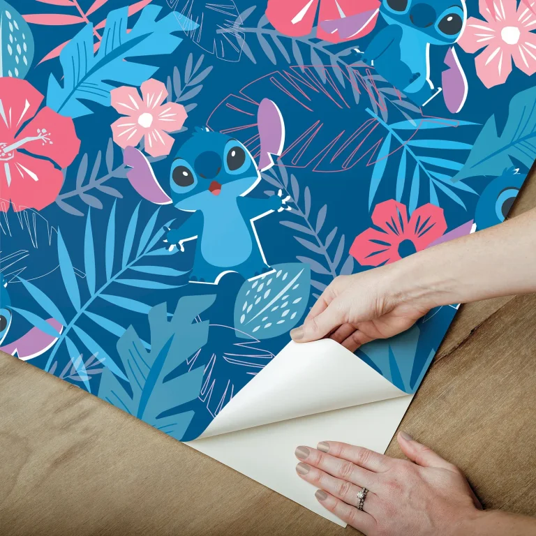 Disney Stitch Tropical Flowers Peel and Stick Wallpaper - Blue — Ảnh 6