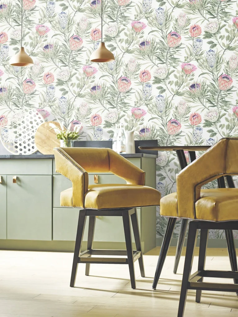 Protea Wallpaper - White/Fuchsia — Ảnh 3