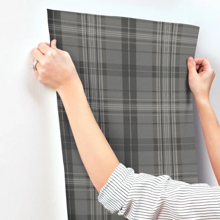 Chesapeake Austin Plaid Wallpaper - Charcoal and Cream — Ảnh 5