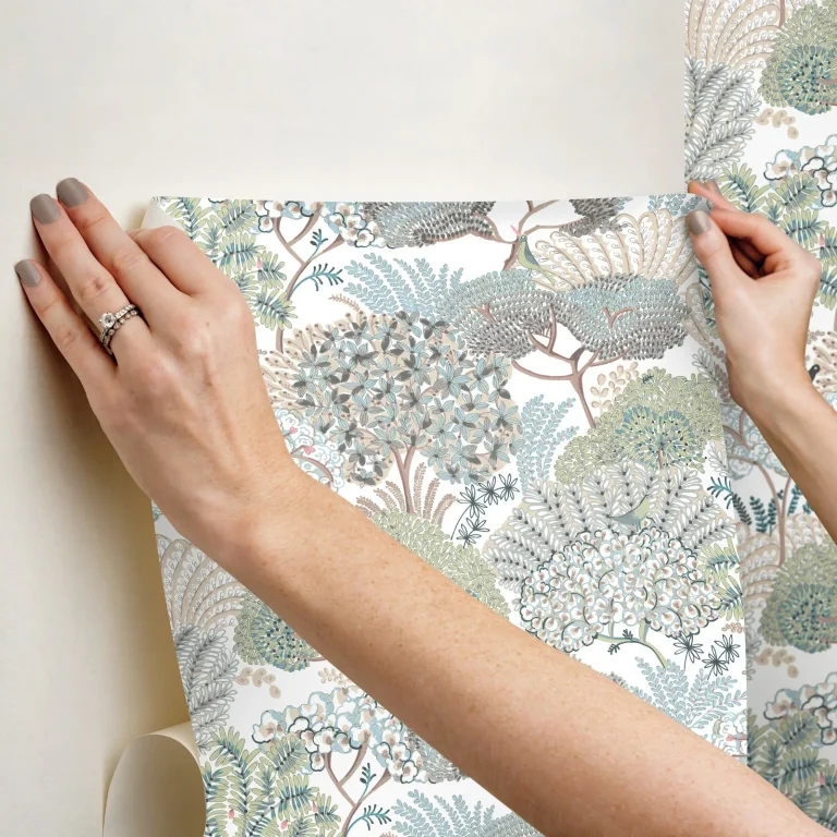Everbloom Forest Botanical Peel and Stick Wallpaper - Aqua — Ảnh 2
