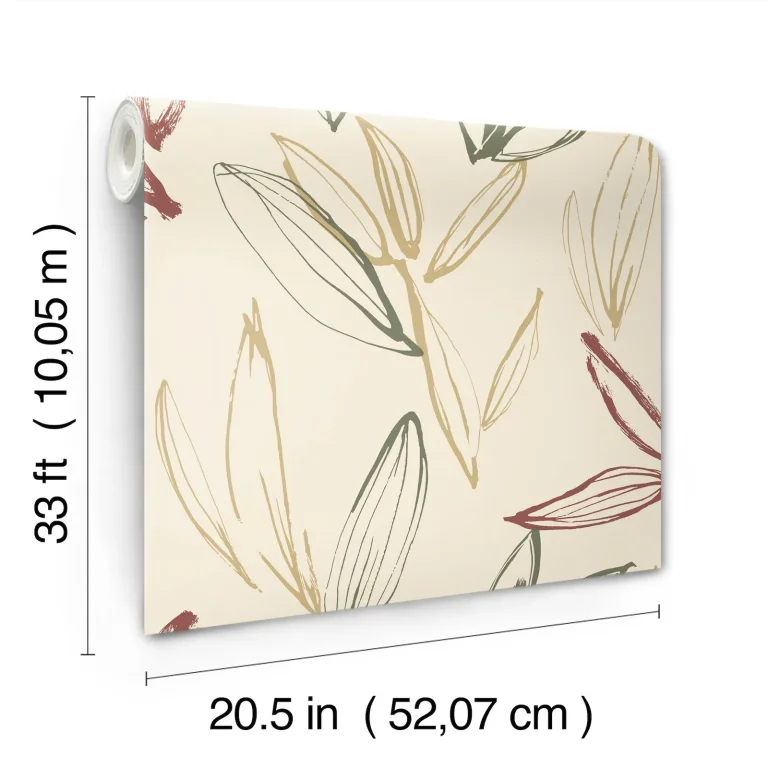 Kenia Leaf Toss Wallpaper - Cream/Red/Green — Ảnh 7