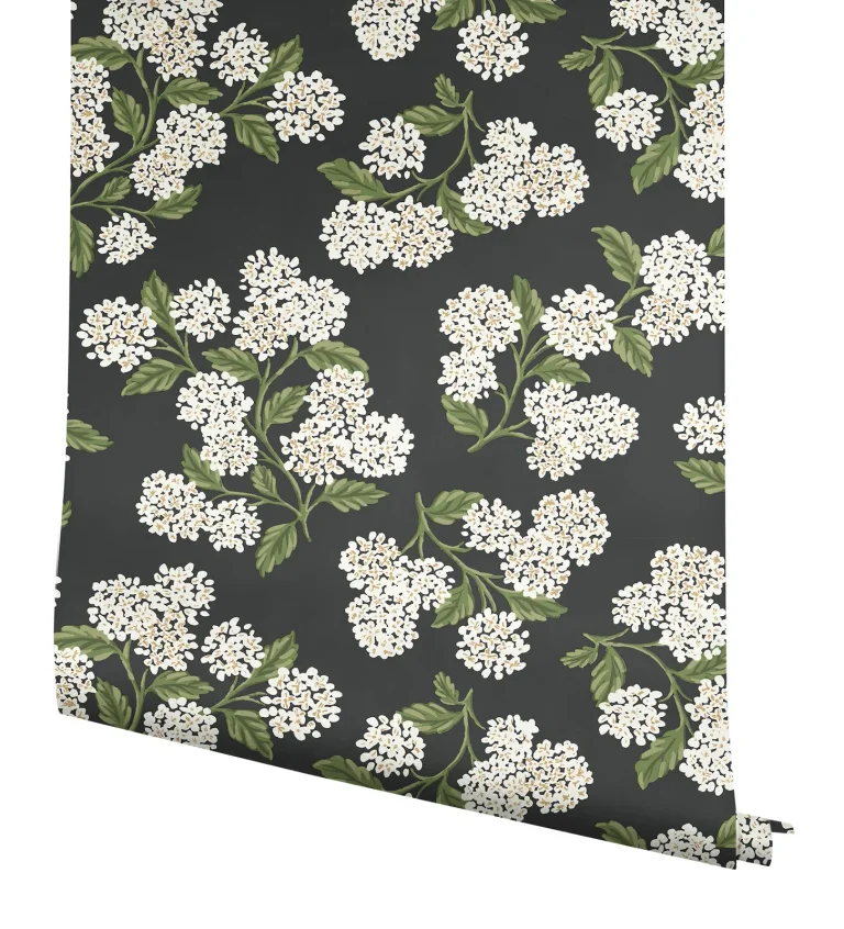 Rifle Paper Co. Hydrangea Peel and Stick Wallpaper - Black & White — Ảnh 7