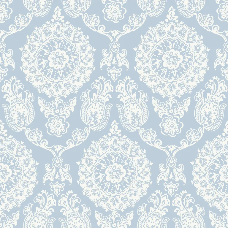 Chesapeake Helm Damask Floral Medallion Wallpaper - Light Blue — Ảnh 3