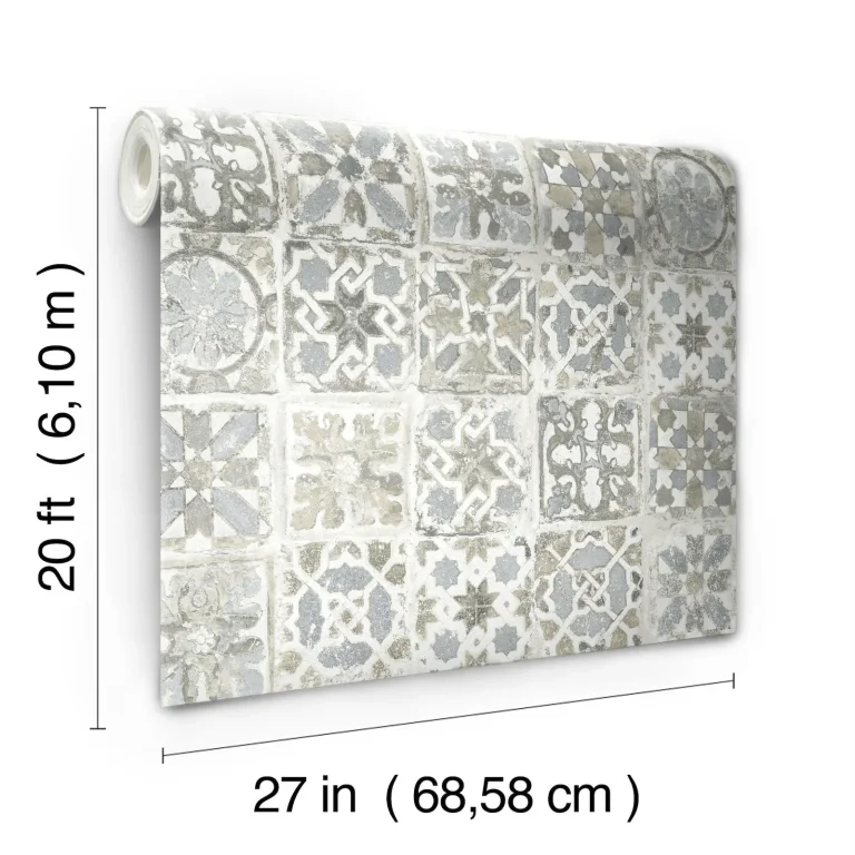 Ecaustic Tile Peel and Stick Wallpaper - Natural — Ảnh 7