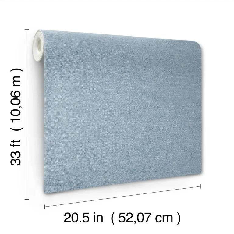 Chesapeake Chambray Fabric Weave Wallpaper - Denim — Image 4