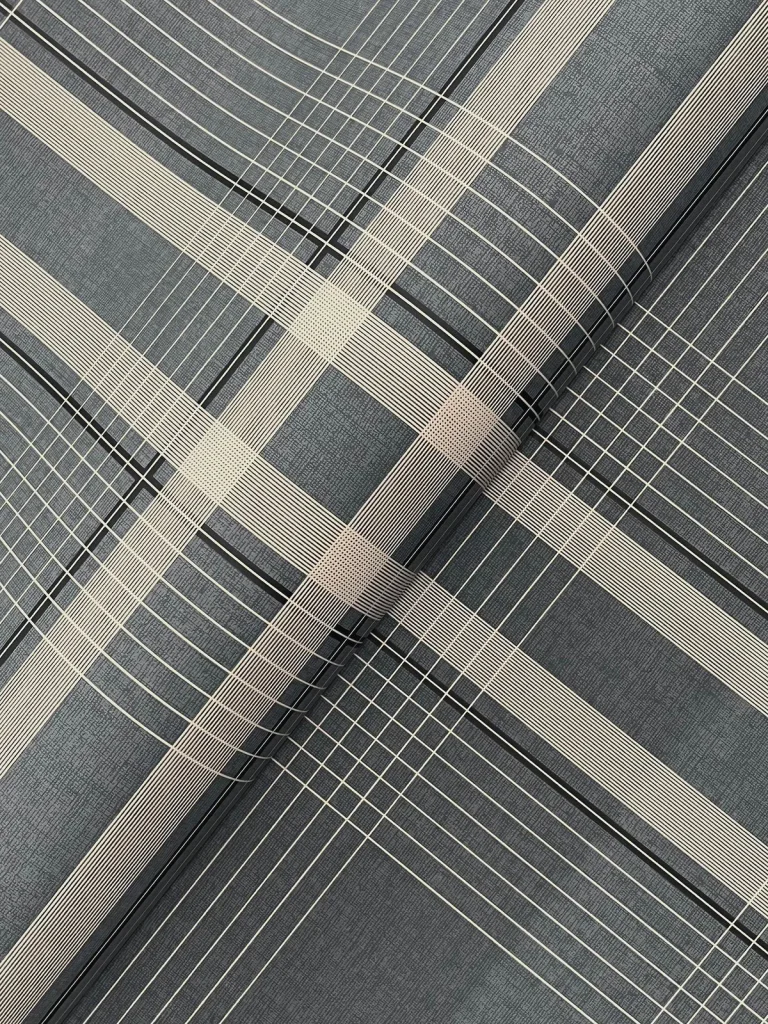 Ronald Redding Country Club Plaid Faux Linen Wallpaper - Charcoal — Ảnh 4