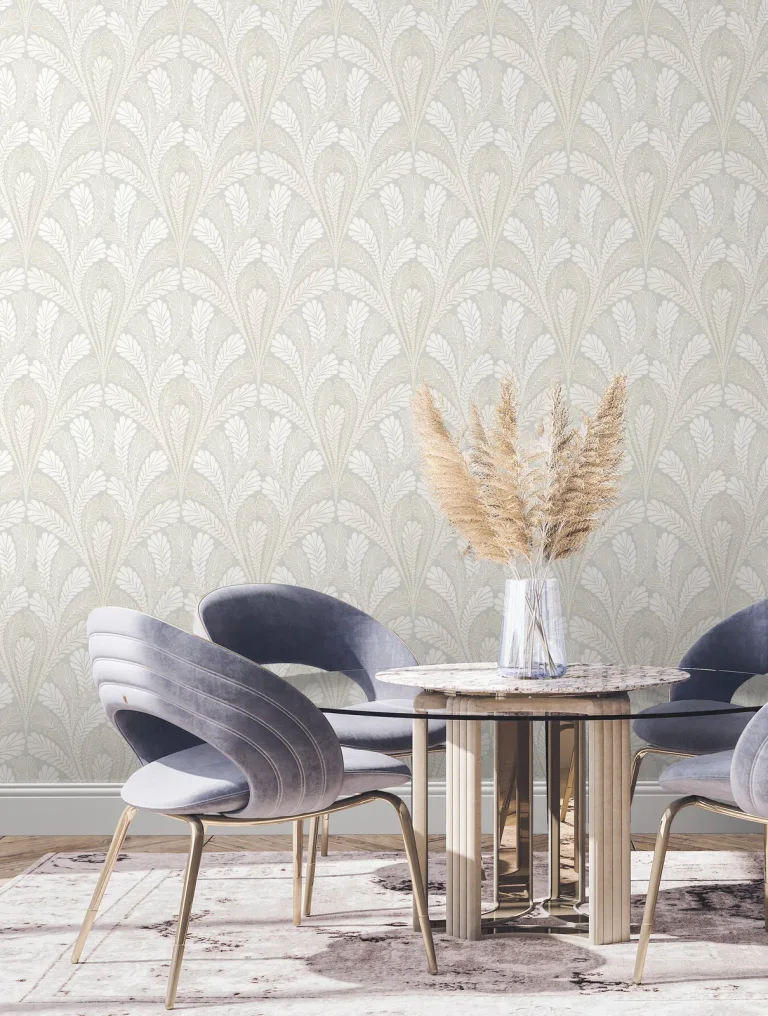 Shell Damask Wallpaper - Grey
