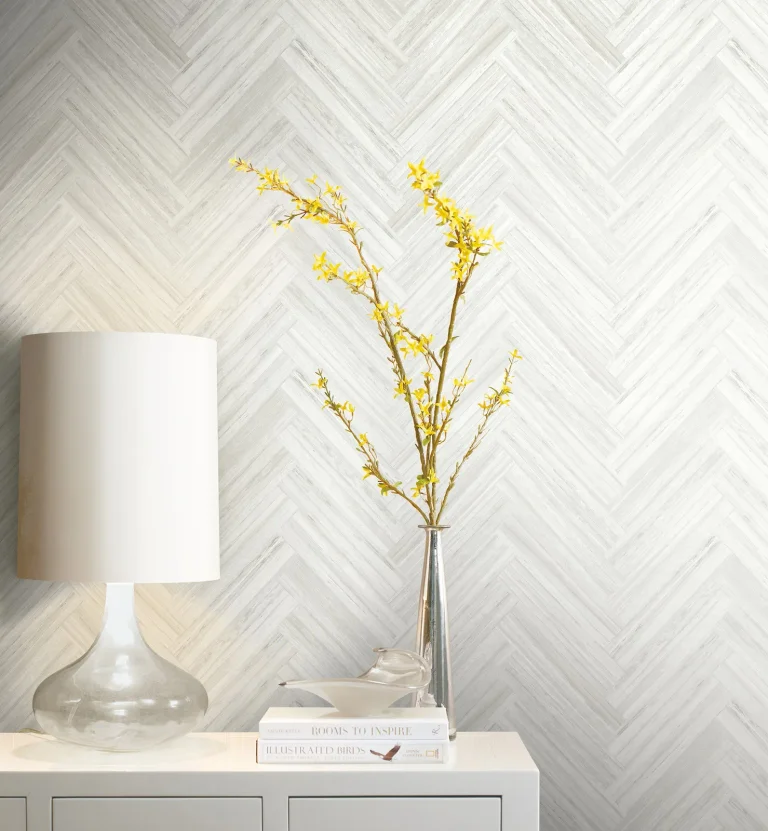 Hermosa Herringbone Peel and Stick Wallpaper - Cream — Ảnh 4
