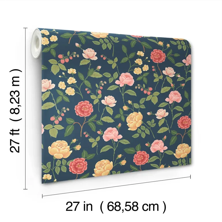 Rifle Paper Co. Roses Wallpaper - Navy — Ảnh 5