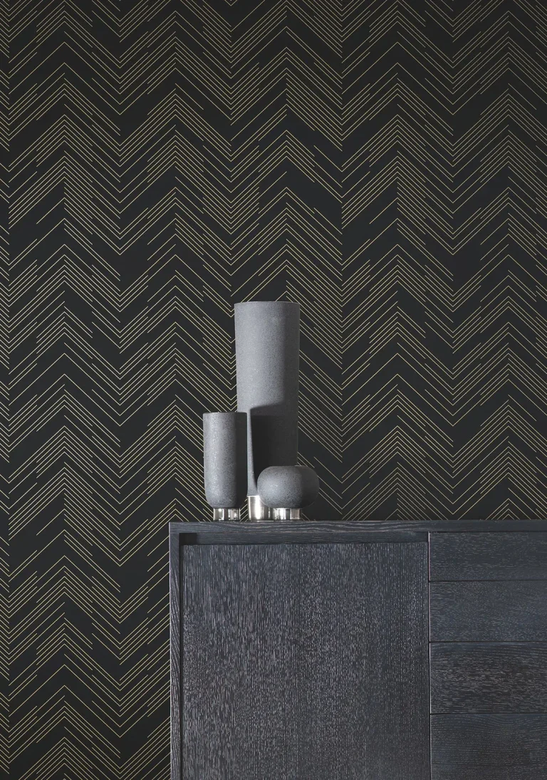 Polished Chevron Wallpaper - Black/Gold — Ảnh 2
