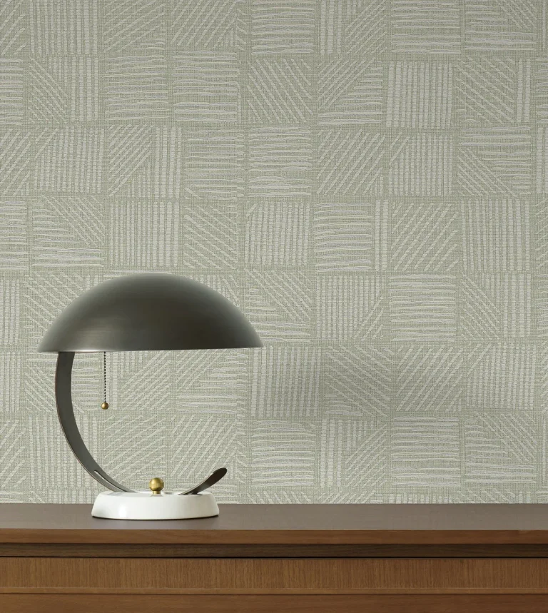 Chiseled Patchwork Faux Fabric Wallpaper - Sage — Image 3