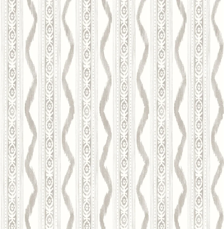 Rhys IKAT Stripe Wallpaper - Stone — Ảnh 5