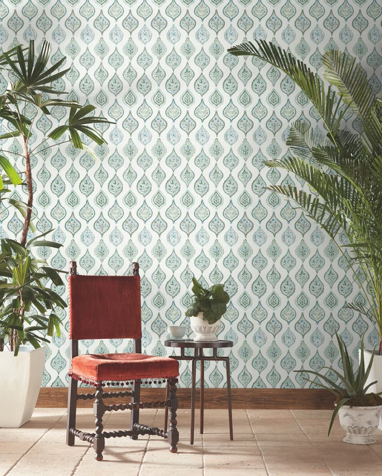 Marketplace Motif Wallpaper - Pale Grey/Green — Ảnh 2