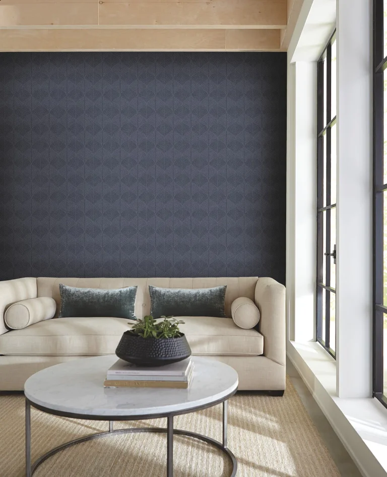 Palm Thatch Wallpaper - Navy — Ảnh 3