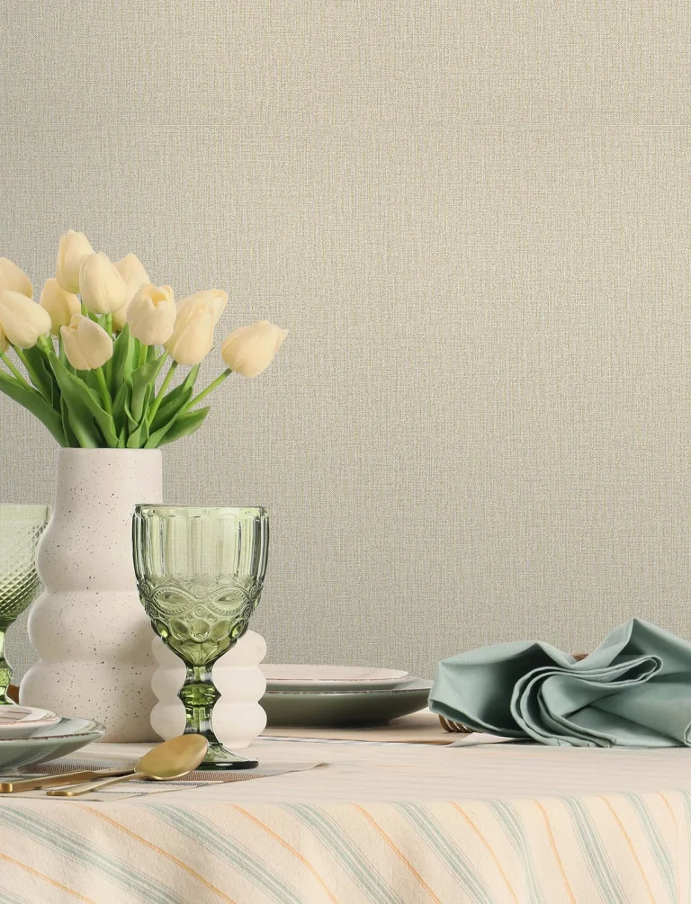 Chesapeake Sonia Faux Linen Wallpaper - Beige — Ảnh 3