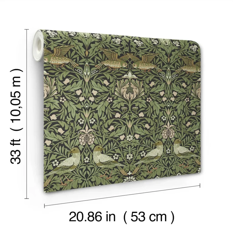 Bird Floral Thicket Wallpaper - Green — Ảnh 2