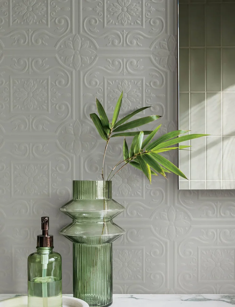 Chesapeake Ibold Tin Ceiling Scroll Paintable Wallpaper - White — Ảnh 6