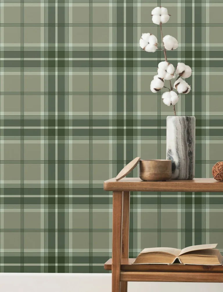 Emma Plaid Wallpaper - Evergreen — Ảnh 4